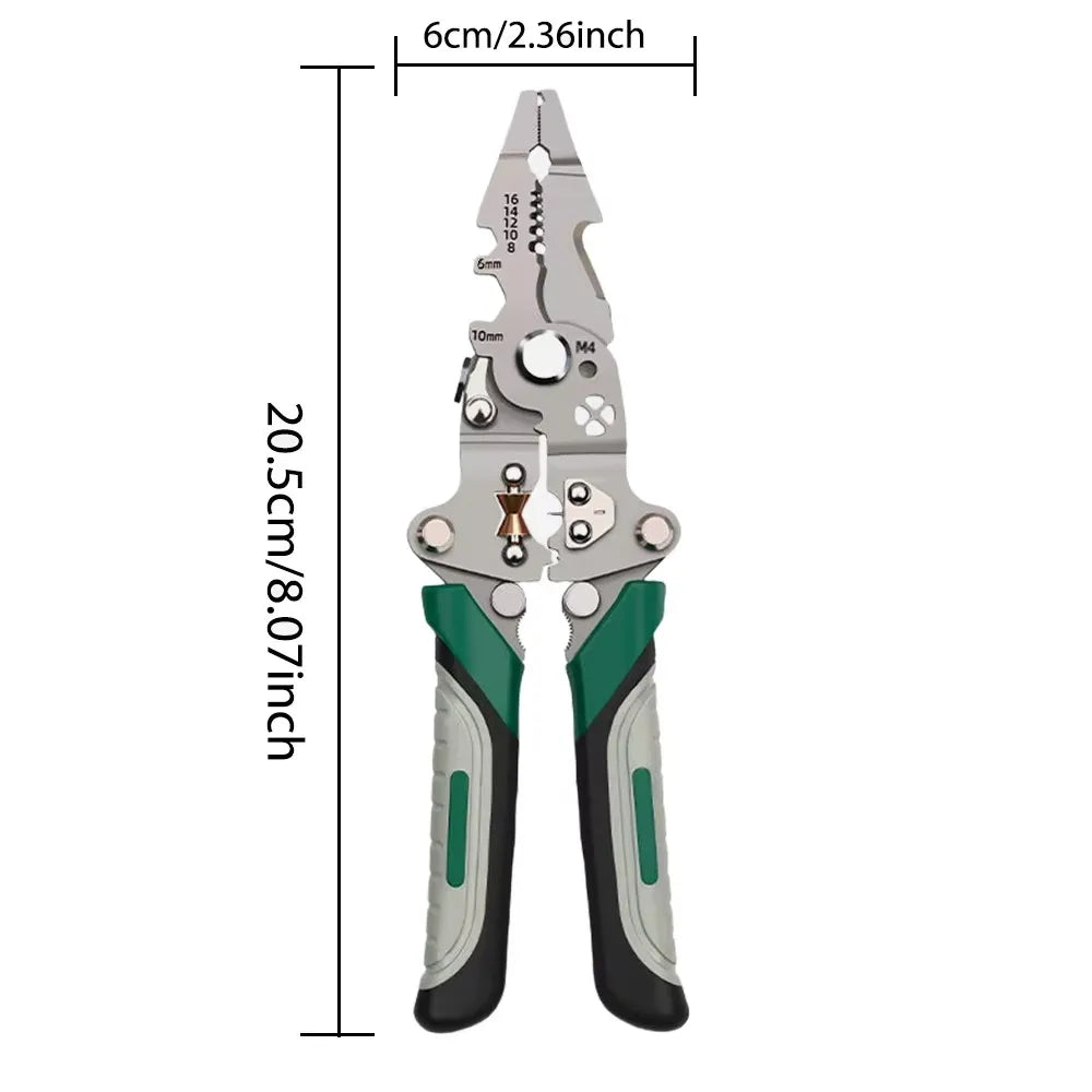 Foldable Wire Stripper, Pulley Design Multi-Function Electrician Wire Splitter Wire Winding Pliers Crimping Pliers Hand Tool
