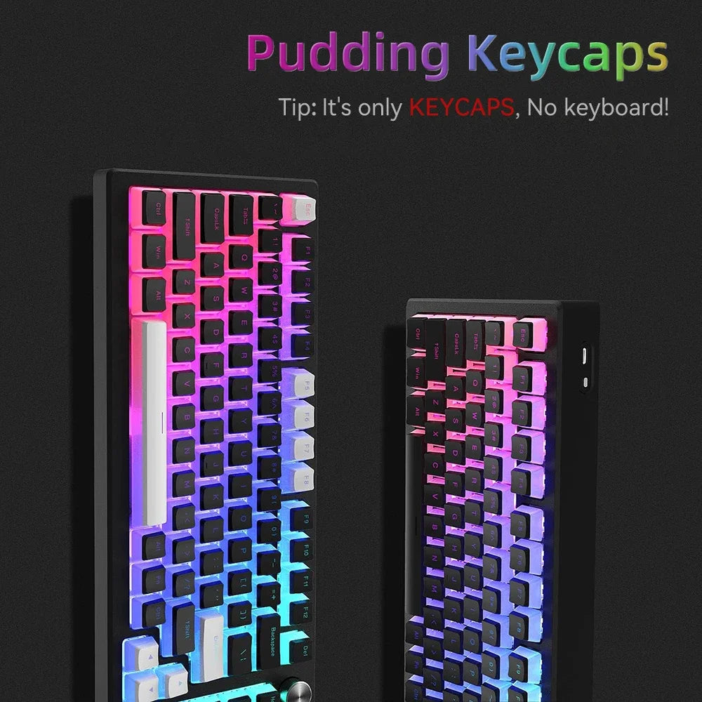 New Pudding PBT Keycaps 129 Keys Double Shot Translucent for 60% 80% 100% Layout OEM Profile for RGB Mechanical Gaming Keyboard
