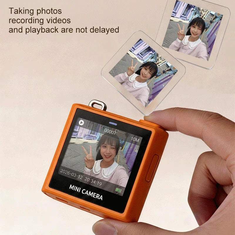 Portable Keychain Mini Camera 64 Million Pixels 16X Digital Zoom 1.4" IPS Display Pocket Camera For Travel Vlog Recording