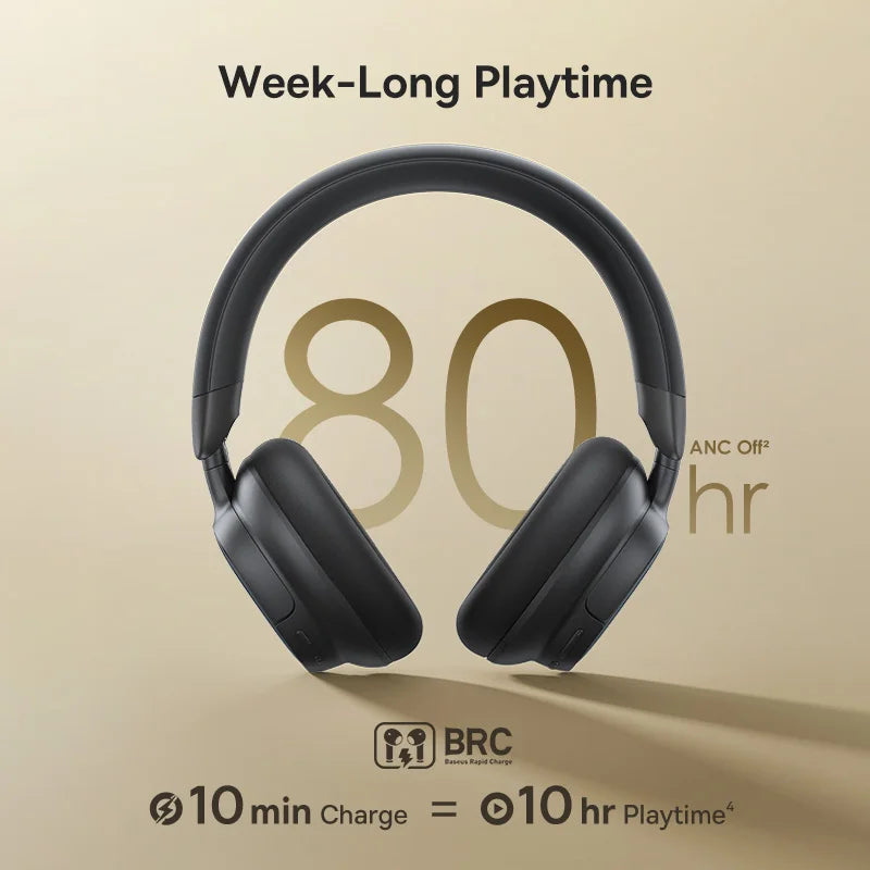Baseus Bowie MH1 ANC Wireless Headphone 48dB Adaptive Hybrid Noise Cancelling Headsets 80H Playtime Hi-Res Audio LDAC Headphone