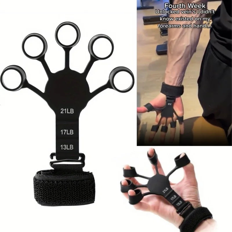 5-Finger Trainer Silicone Wrist Grip Strengthener Hand Strength Recove ...
