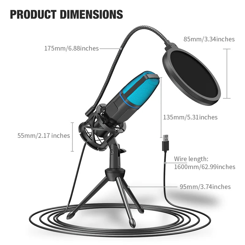 RGB USB Condenser Microphone for Gaming, Streaming & Podcasting