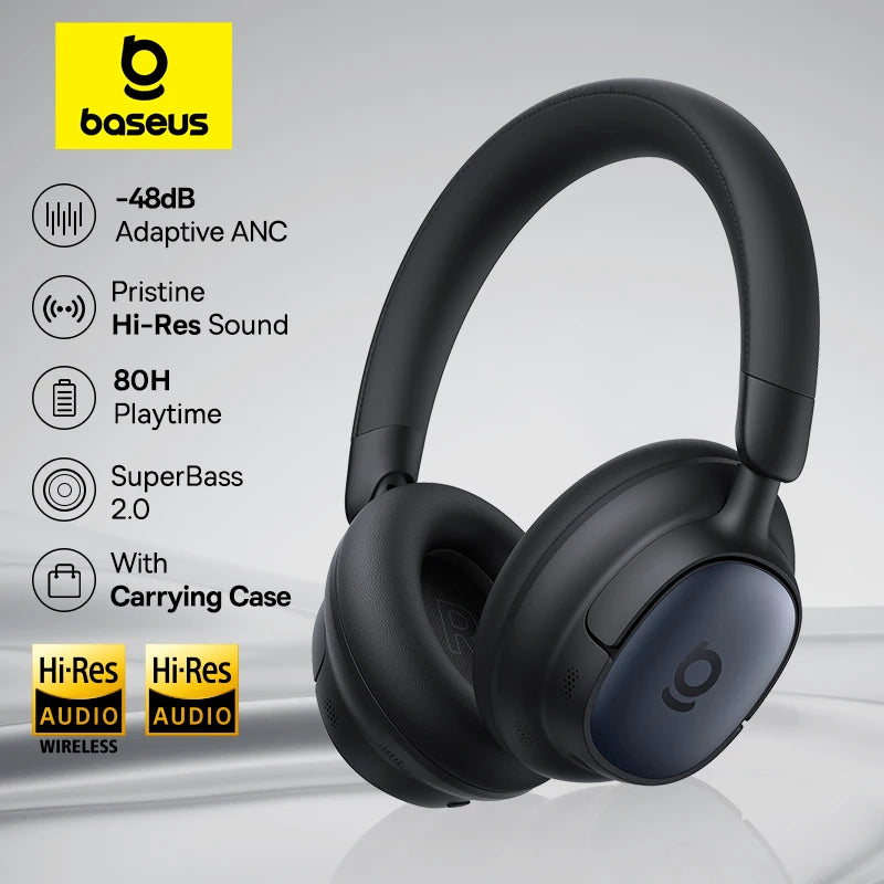 Baseus Bowie MH1 ANC Wireless Headphone 48dB Adaptive Hybrid Noise Cancelling Headsets 80H Playtime Hi-Res Audio LDAC Headphone