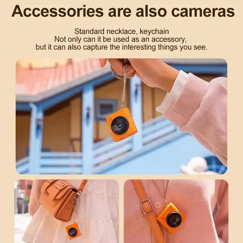 Portable Keychain Mini Camera 64 Million Pixels 16X Digital Zoom 1.4" IPS Display Pocket Camera For Travel Vlog Recording