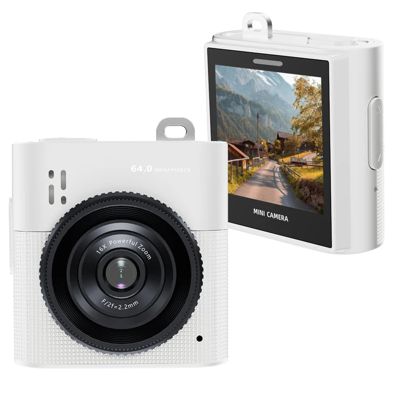 Portable Keychain Mini Camera 64 Million Pixels 16X Digital Zoom 1.4" IPS Display Pocket Camera For Travel Vlog Recording