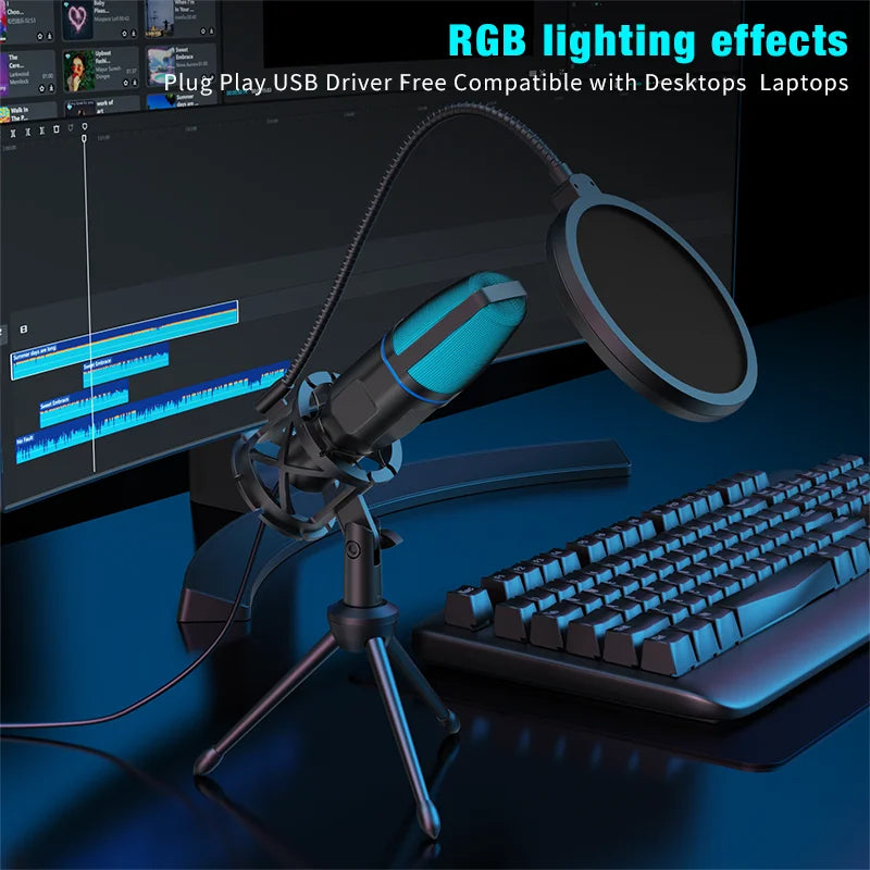 RGB USB Condenser Microphone for Gaming, Streaming & Podcasting
