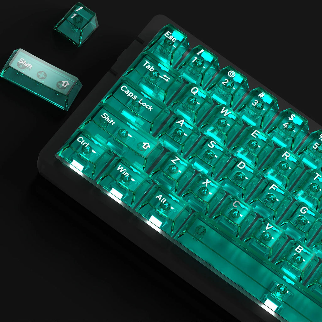 Keycaps Ice Transparent Red Teal Blue Cherry Profile PC Keycaps for Mechanical Keyboards DIY 60 70 80 90 100 Korean Key Caps