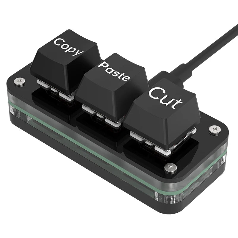 RGB 3 Keys Macro Programming Mini Keyboard for Photoshop Gaming Hotswap Programming Keypad Copy Paste Mini Button Macropad