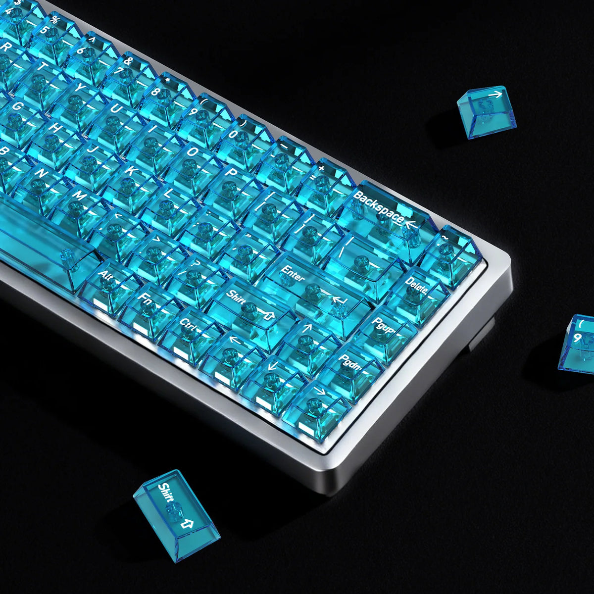 Keycaps Ice Transparent Red Teal Blue Cherry Profile PC Keycaps for Mechanical Keyboards DIY 60 70 80 90 100 Korean Key Caps