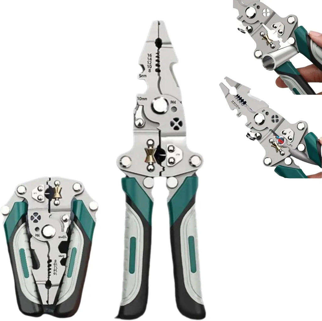 Foldable Wire Stripper, Pulley Design Multi-Function Electrician Wire Splitter Wire Winding Pliers Crimping Pliers Hand Tool