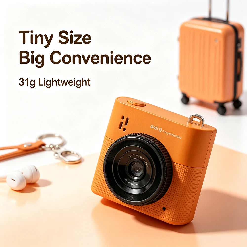 Portable Keychain Mini Camera 64 Million Pixels 16X Digital Zoom 1.4" IPS Display Pocket Camera For Travel Vlog Recording
