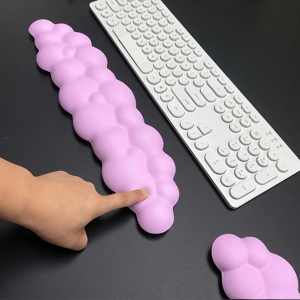 3pcs Cloud Keyboard Wrist Rest Set, Cloud Wrist Rest with Non-Slip Base, Desktop Floral Coaster, Suitable for Keyboard Wrist Pad