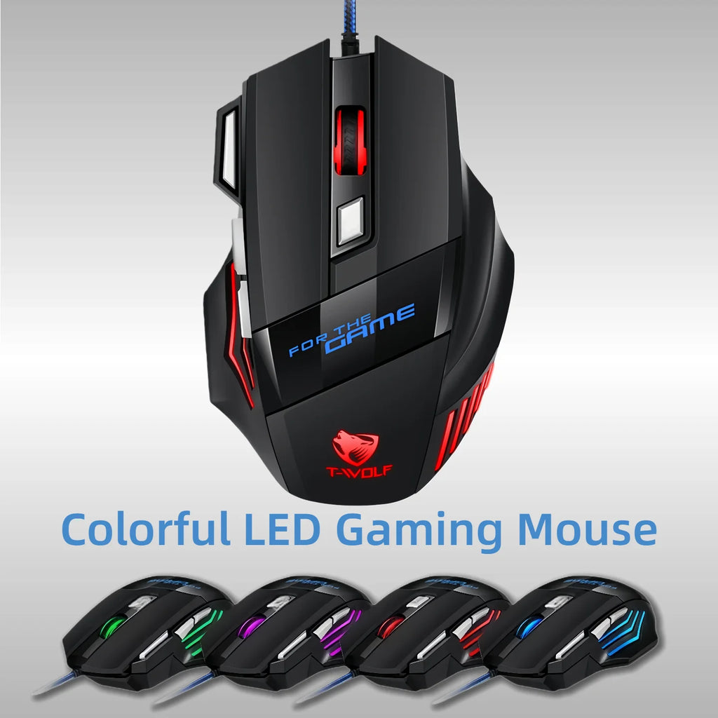 Gaming Mouse 7 Buttons RGB LED Backlight 3200 DPI Wired USB Optical Gamer Mice Ergonomic For PC Laptop Computer CS GO LOL PUBG
