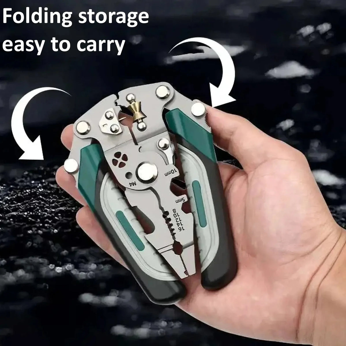 Foldable Wire Stripper, Pulley Design Multi-Function Electrician Wire Splitter Wire Winding Pliers Crimping Pliers Hand Tool