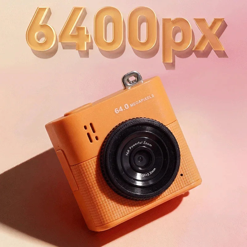 Portable Keychain Mini Camera 64 Million Pixels 16X Digital Zoom 1.4" IPS Display Pocket Camera For Travel Vlog Recording