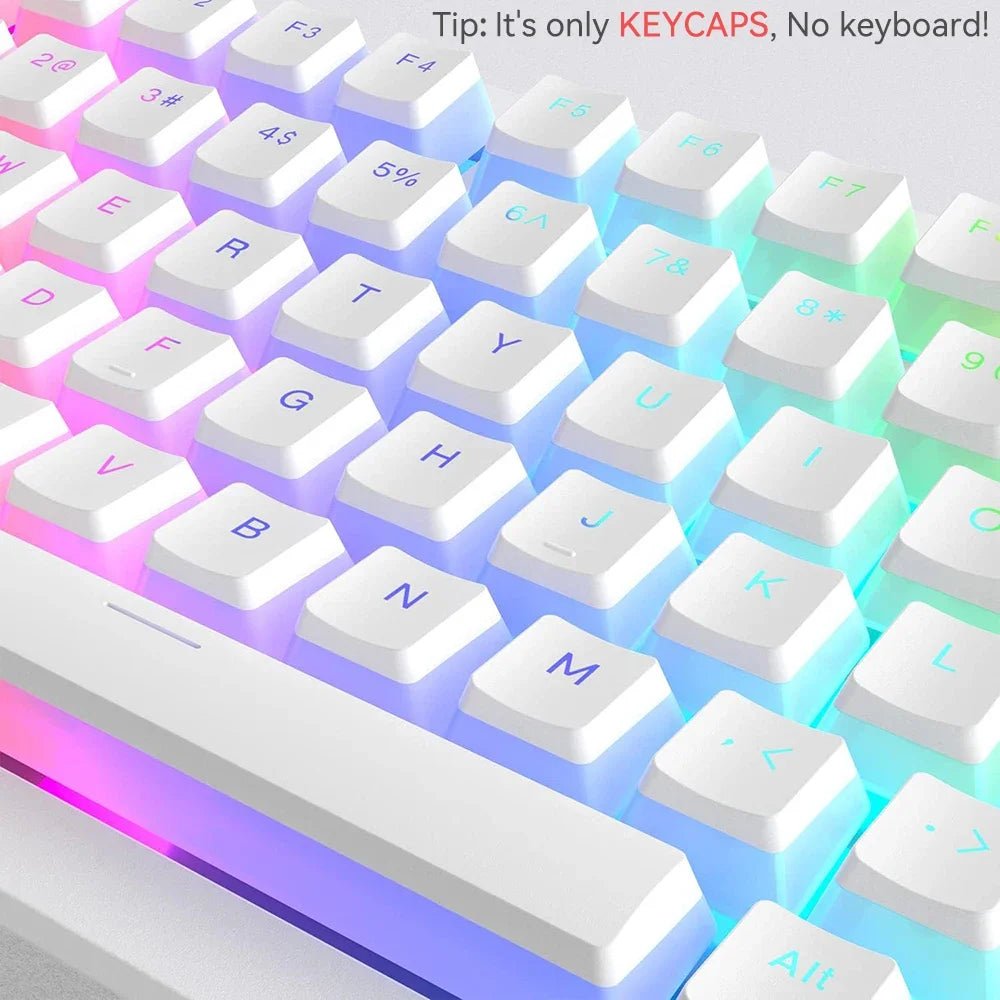 New Pudding PBT Keycaps 129 Keys Double Shot Translucent for 60% 80% 100% Layout OEM Profile for RGB Mechanical Gaming Keyboard